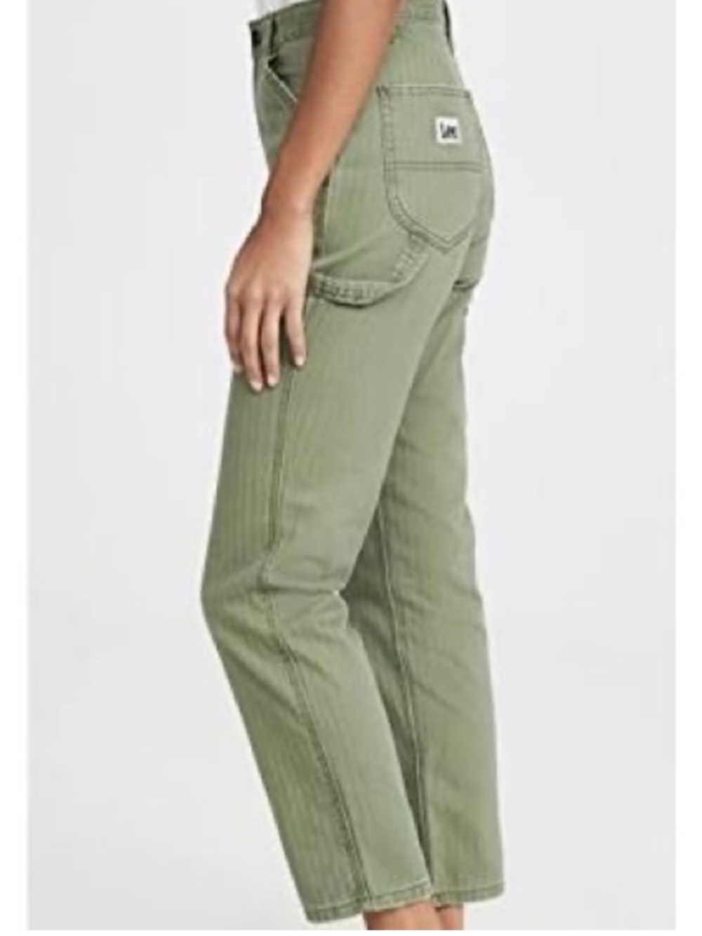 Lee Olive Green High-Rise Dungaree Ankle Jeans